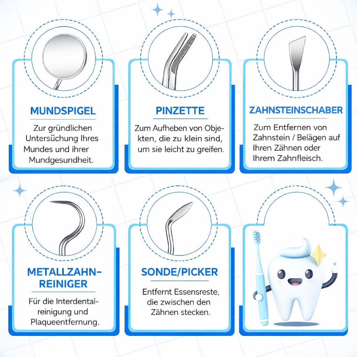 Zahnpflege Set,5 teiliges Reinigungsset für Zahnzwischenräume & tägliche Mundhygiene