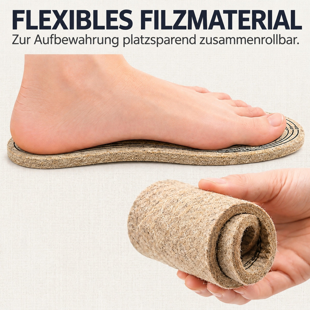 COOL-i Filzsohlen Winter, warme Schuheinlagen aus Wollfilz, zuschneidbar Größe 36–45, 0,65 cm dick, 1 Paar