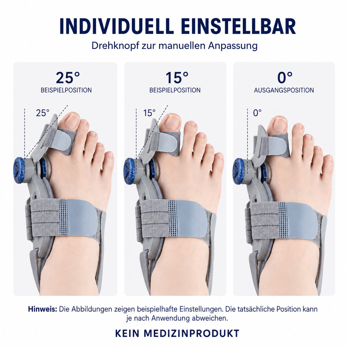 COOL-i Hallux Valgus Schiene mit Drehknopf, verstellbar, mit Silikonpolster, links & rechts