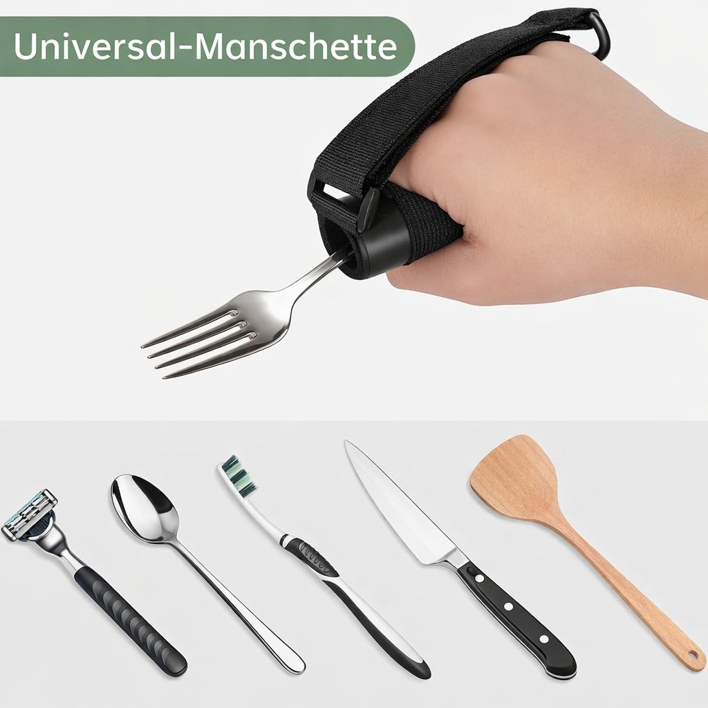 Universal Handgriffhilfe, verstellbares Esshilfe Band für Besteck, rutschfest für Alltag