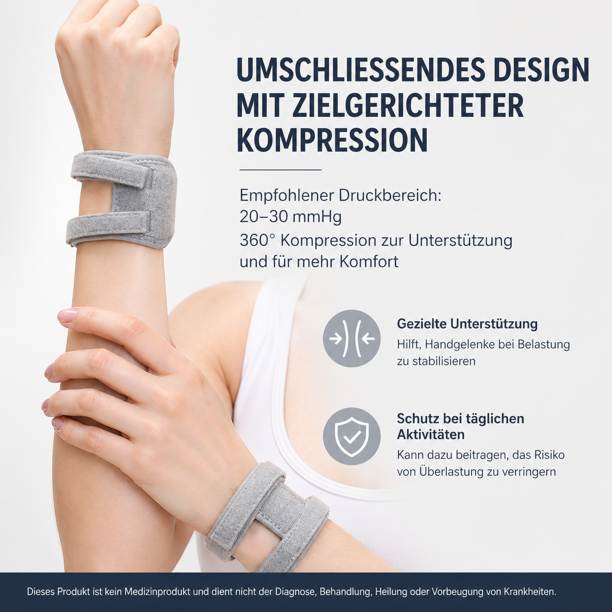 2er Set Handgelenkbandage, verstellbar & elastisch, atmungsaktiv für Alltag & Sport