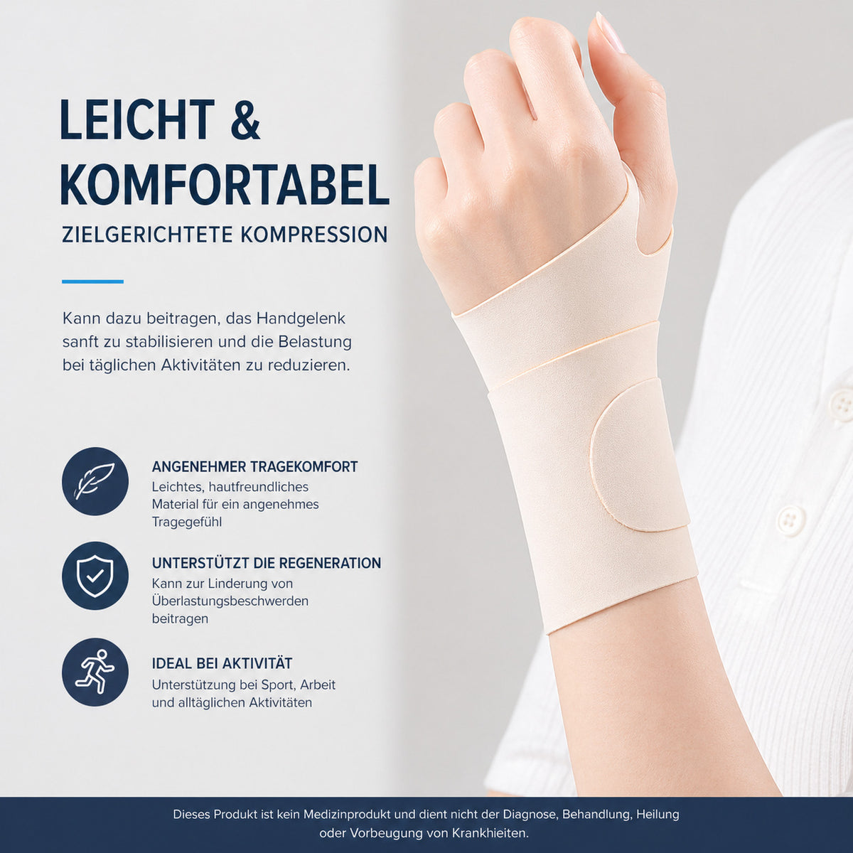 2er Set Handgelenkbandage elastisch, ultradünn, verstellbar, atmungsaktiv, für Sport, Arbeit & Alltag