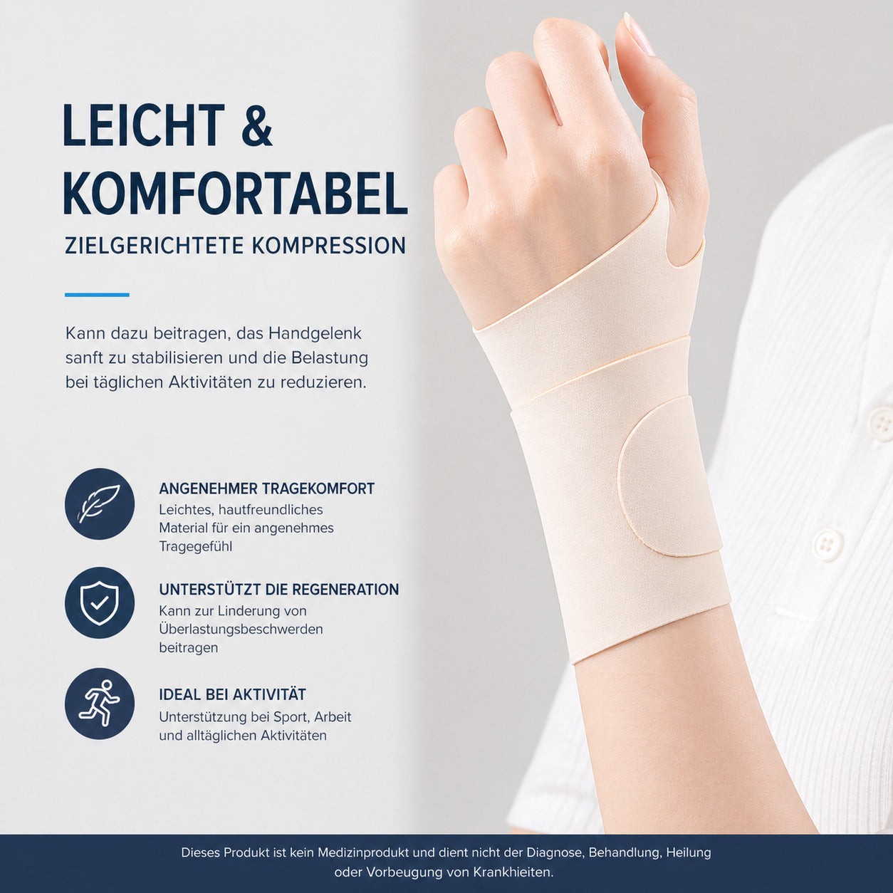 2er Set Handgelenkbandage elastisch, ultradünn, verstellbar, atmungsaktiv, für Sport, Arbeit & Alltag