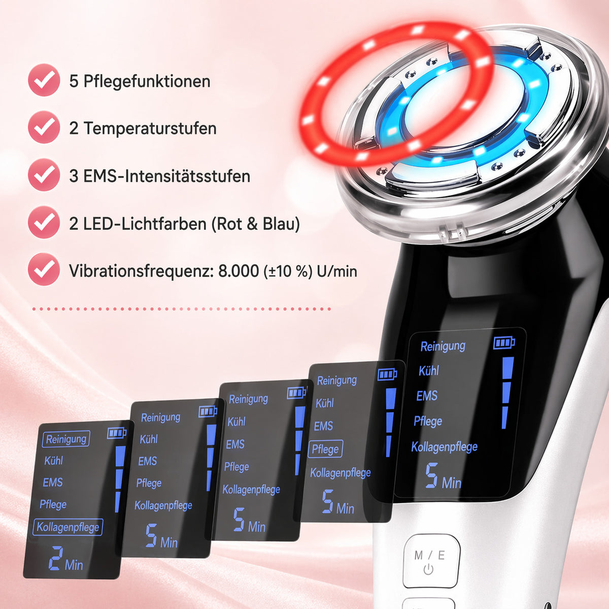 COOL-i® 5-in-1 Beautygerät – Für ergänzende Gesichtspflege mit EMS, Licht-, Wärme- & Kühlfunktion – Kabellos & kompakt für Zuhause