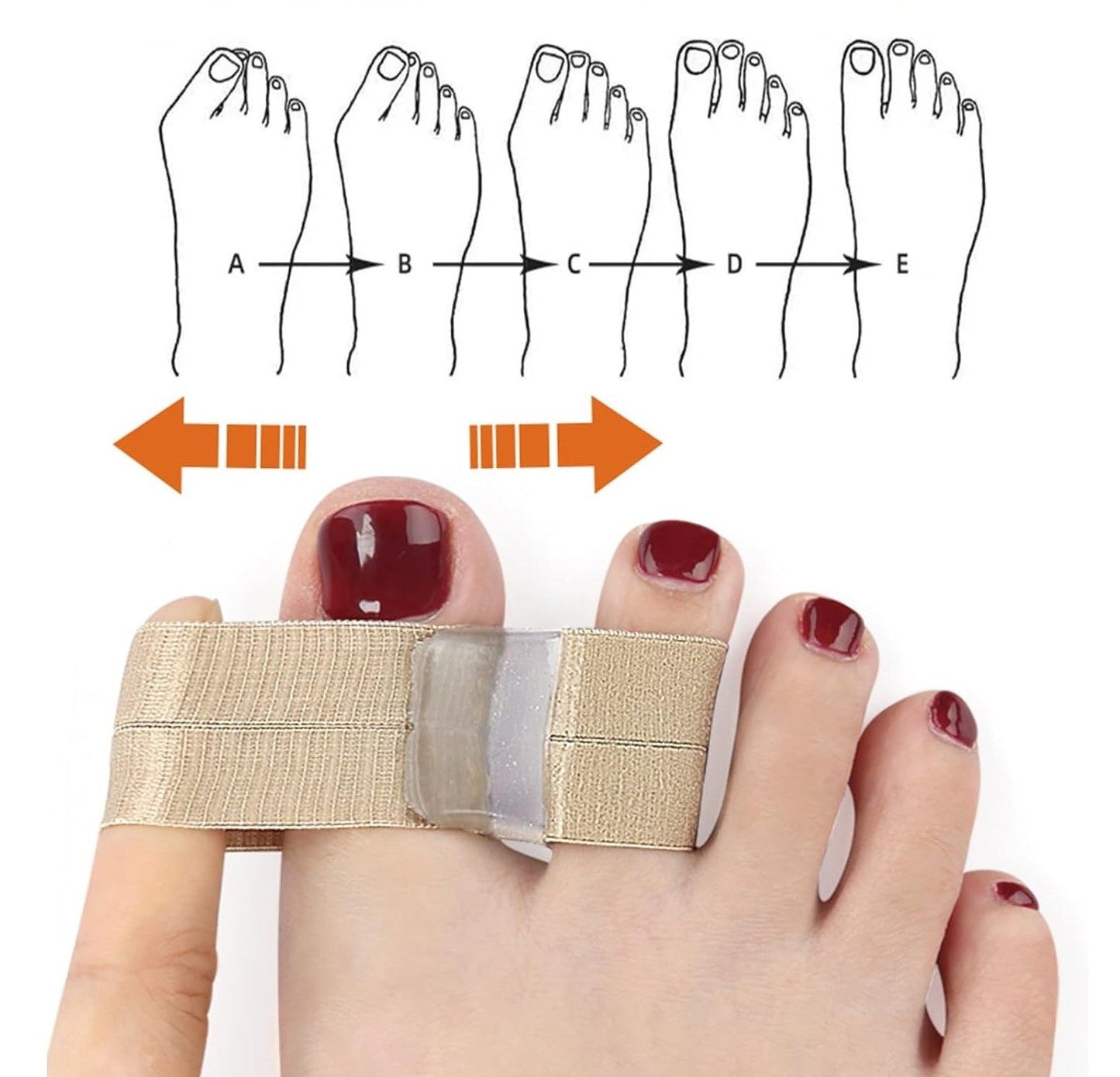 COOL-i Zehenspreizer mit Band, 2 Paar, Silikon Zehentrenner für Damen & Herren, weich & bequem