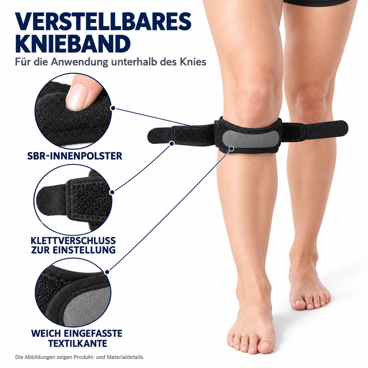 COOL-i Patellabandage 2 Stück, verstellbares Knieband mit Klettverschluss, für Sport & Alltag
