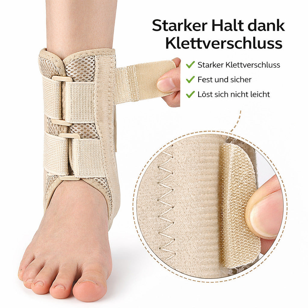 Knöchelbandage mit Federstreben & Klettverschluss – verstellbare Fußgelenkstütze für Sport & Alltag