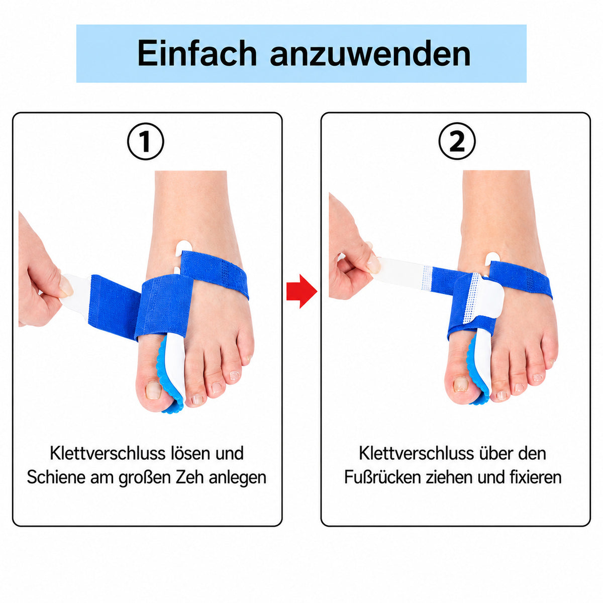 2x Zehenspreizer Zehen-Korrektur Ballenschutz Schiene Hallux Valgus Fuß Bandage