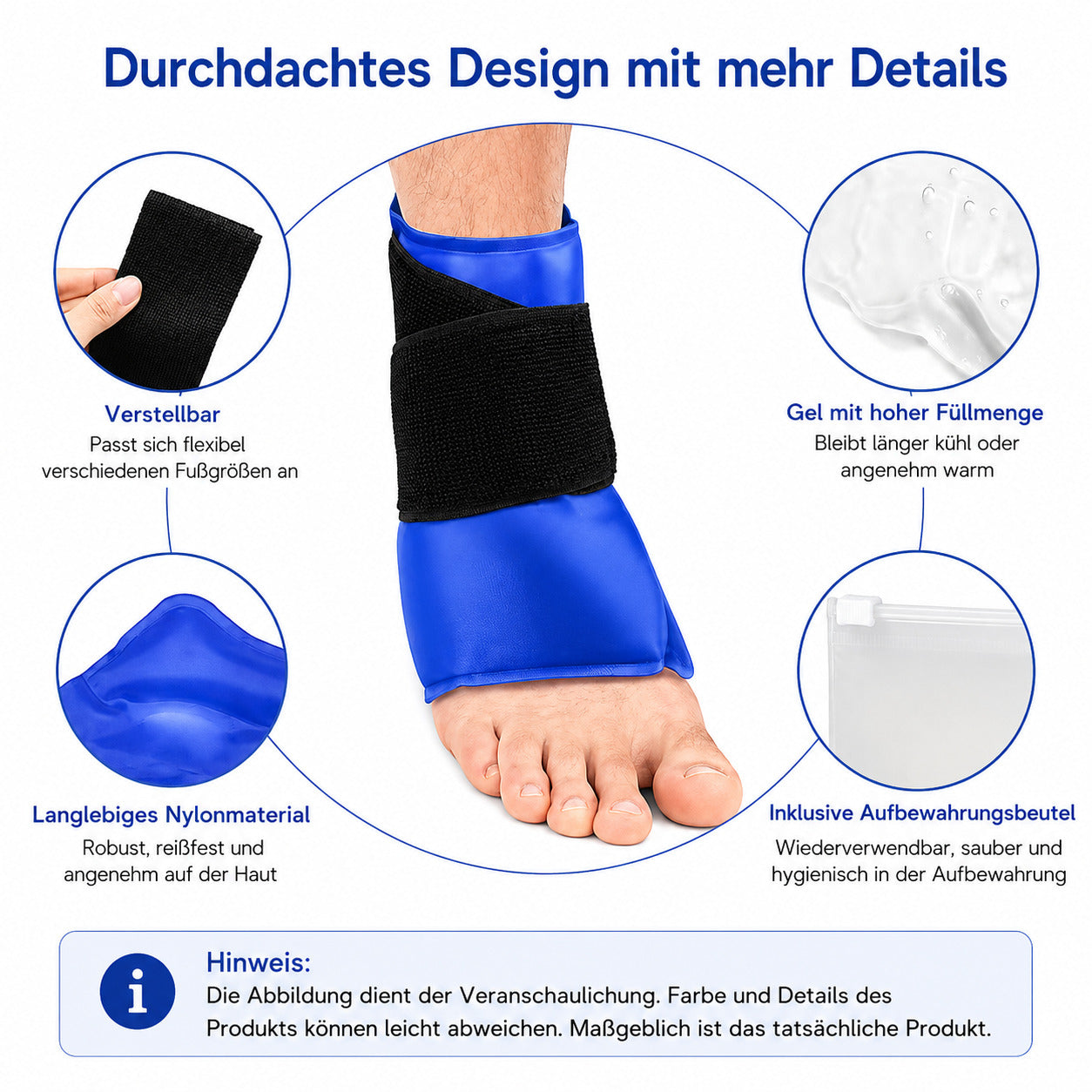COOL-i Kühl & Wärmekompresse für Knöchel, Gelpad mit verstellbarem Gurt, wiederverwendbar & vielseitig