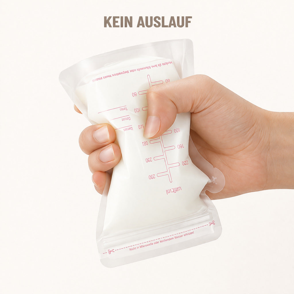 Muttermilchbeutel 250 ml,BPA frei, auslaufsicher, Doppelverschluss, Gefriergeeignet & beschriftbar, 30 Stück