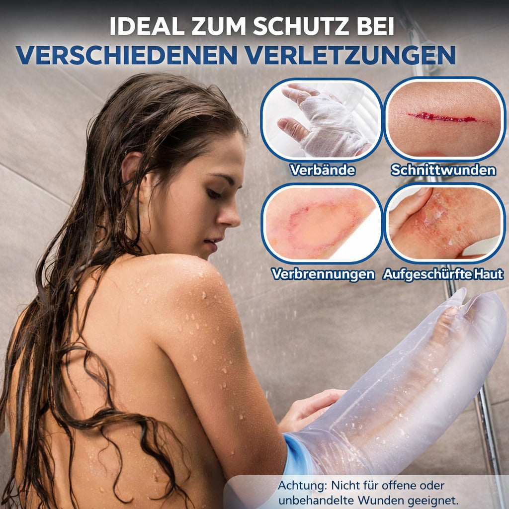 Wasserdichter Arm-Duschschutz, wiederverwendbare TPU-Schutzhülle mit elastischem Silikonring