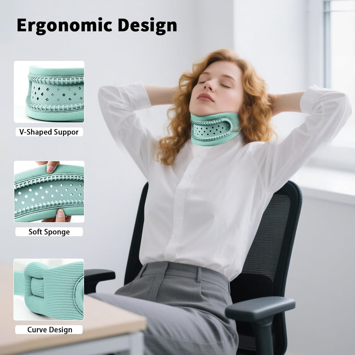 Halsstütze, weiche Nackenstütze verstellbar, atmungsaktiv & ergonomisch für Alltag & Komfort