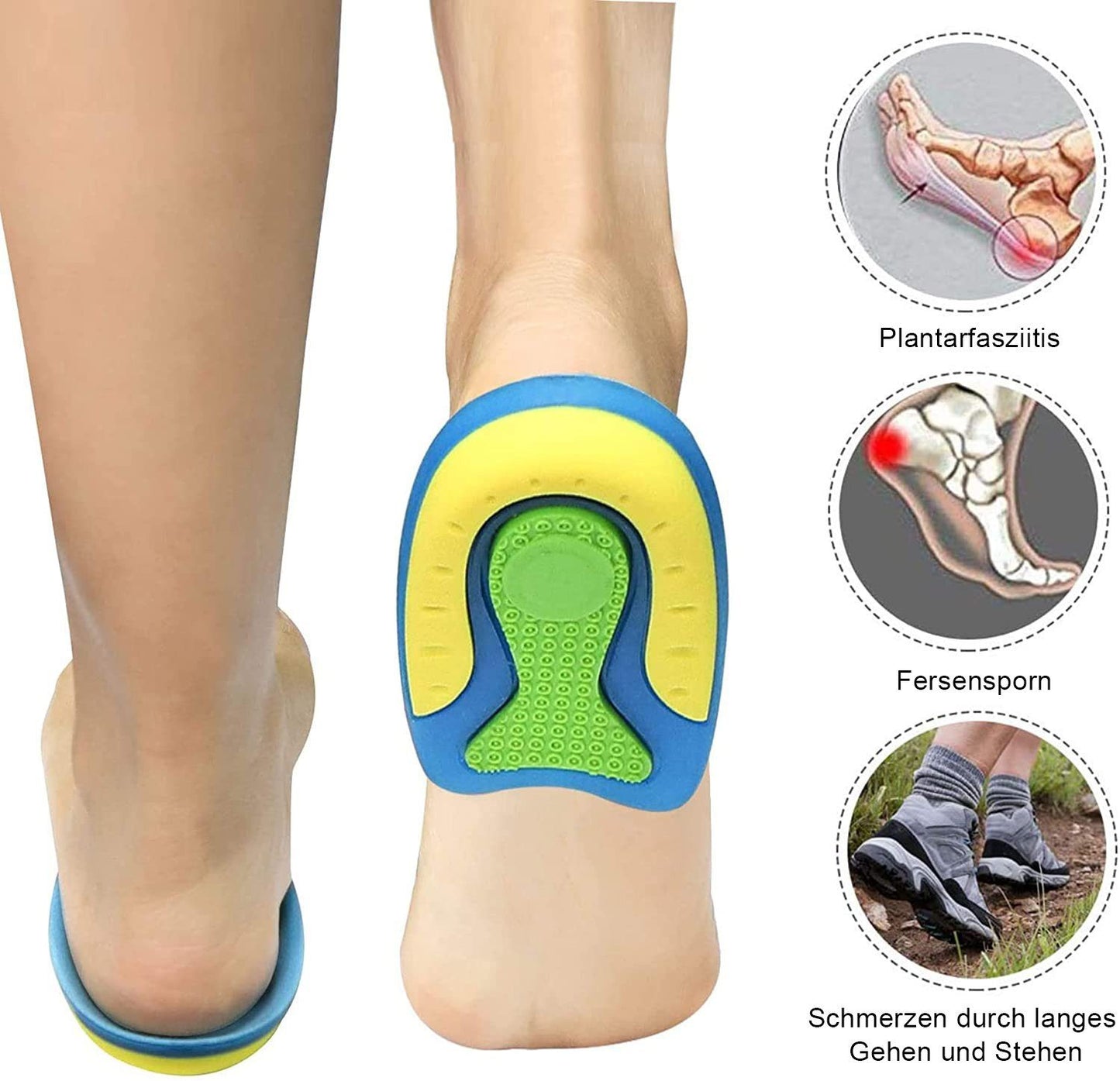 COOL-I® Silikon Fersenkissen (2 Paar) – Weiche Gel-Fersenpolster gegen Fersenschmerzen, Fersensporn & Plantarfasziitis – Unisex, Zuschneidbar, Stoßdämpfend
