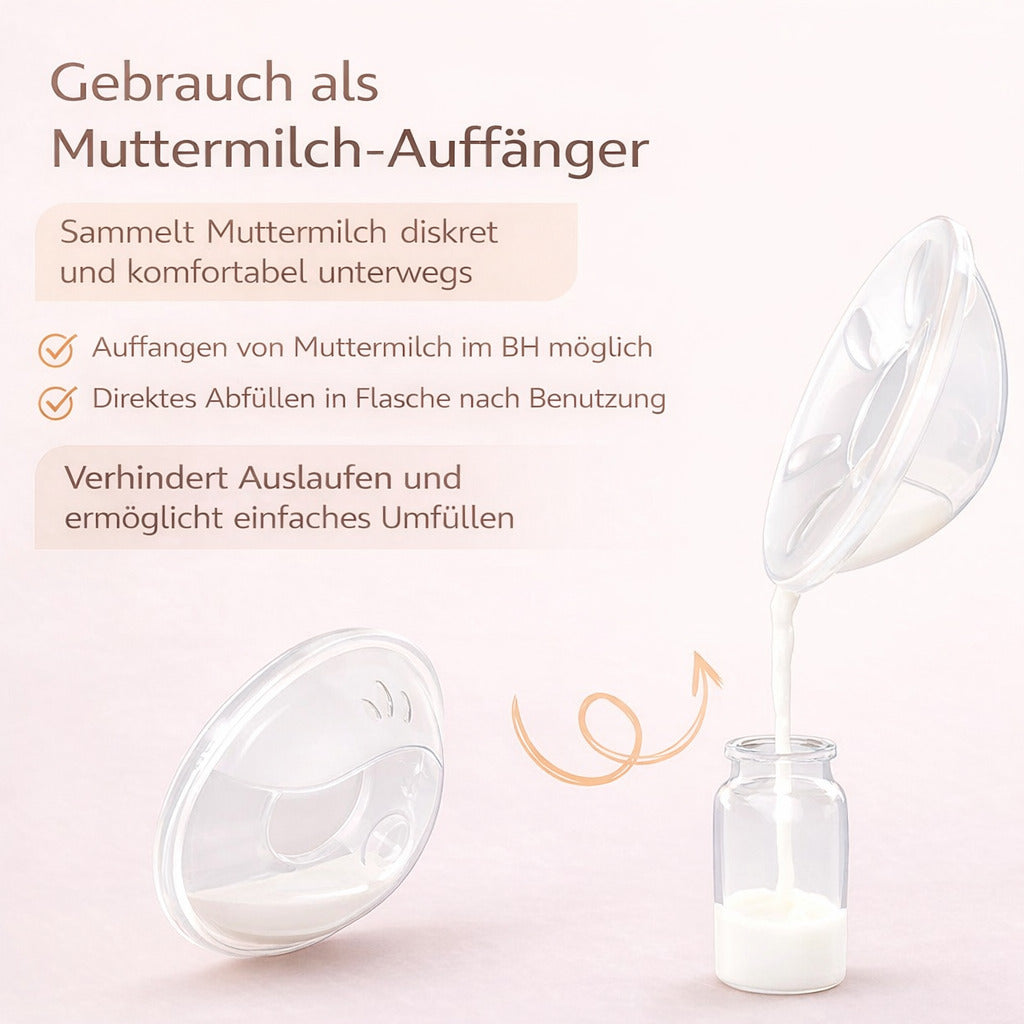 Muttermilchsammler Silikon 2er Set,BPA frei, wiederverwendbar, auslaufsicher, diskret & hautfreundlich