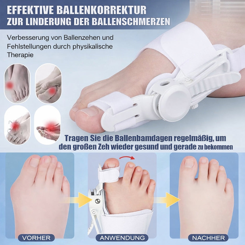 Hallux valgus Korrektor mit Drehverstellung, links/rechts tragbar, individuell einstellbar, für Alltag & Entspannung