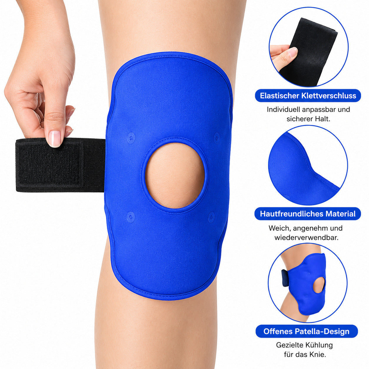 COOL-i Gel Kniekompresse kalt & warm, wiederverwendbar mit Klettband