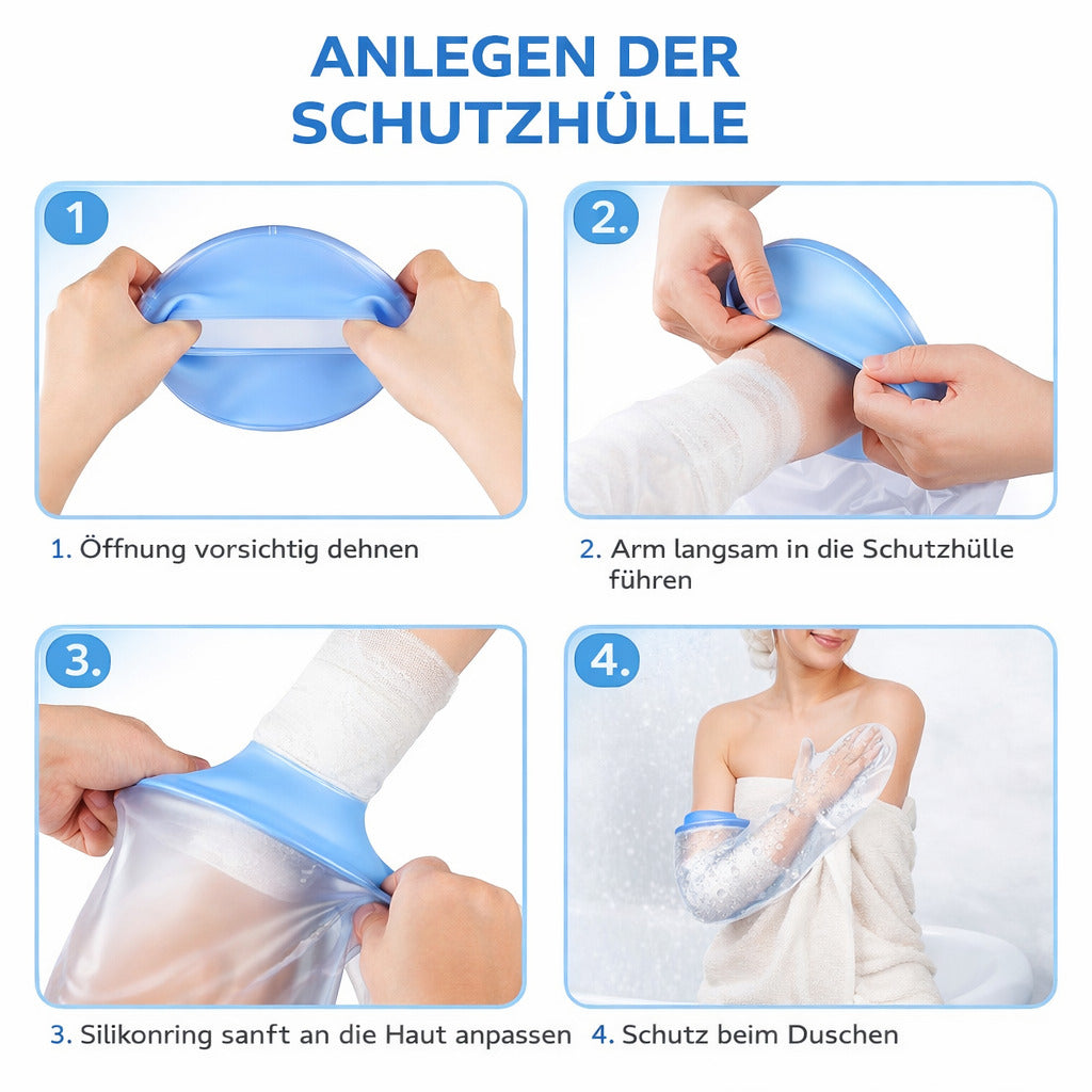 Wasserdichter Arm Duschschutz, wiederverwendbare TPU Schutzhülle mit elastischem Silikonring