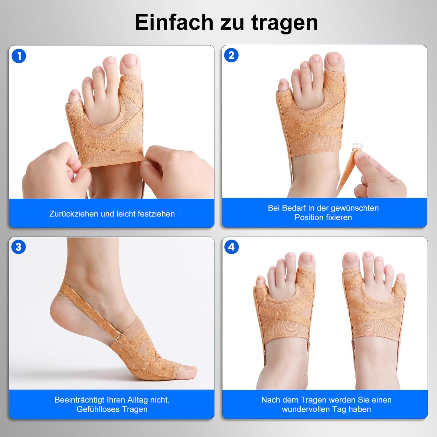 Cool-i® Hallux Valgus Zehenspreizer – Verstellbare Korrekturschiene für Damen & Herren, 1 Paar