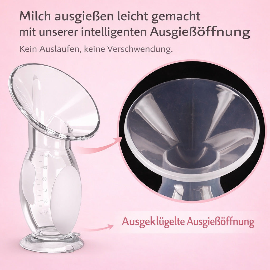 Manuelle Silikon Milchpumpe 110 ml，BPA frei, tragbar, leise, Milchauffangbehälter, leicht zu reinigen