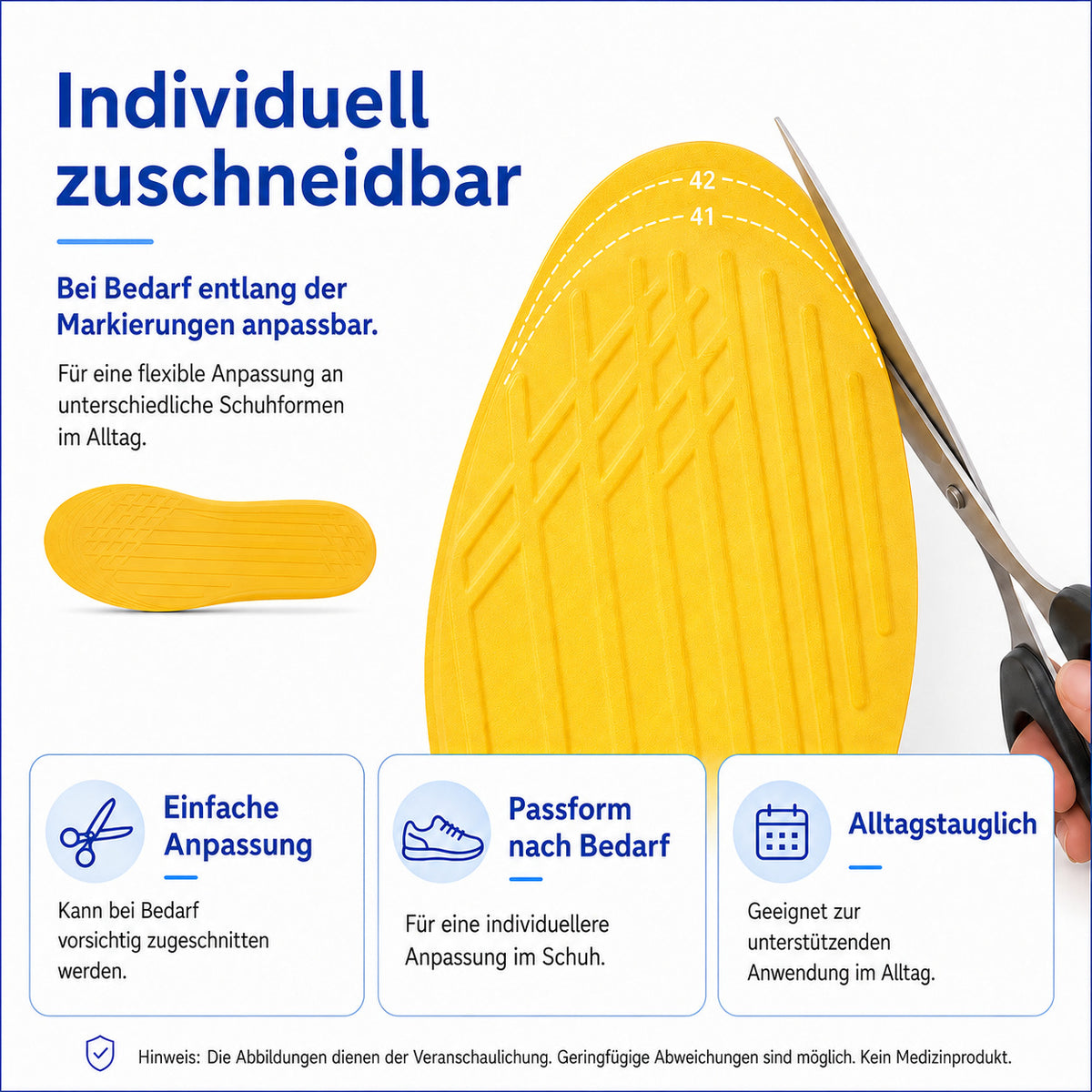 COOL-i Keilförmige X Bein Einlegesohlen, zuschneidbare Komfort Ferseneinlagen zur unterstützenden Fußausrichtung im Alltag 35-36