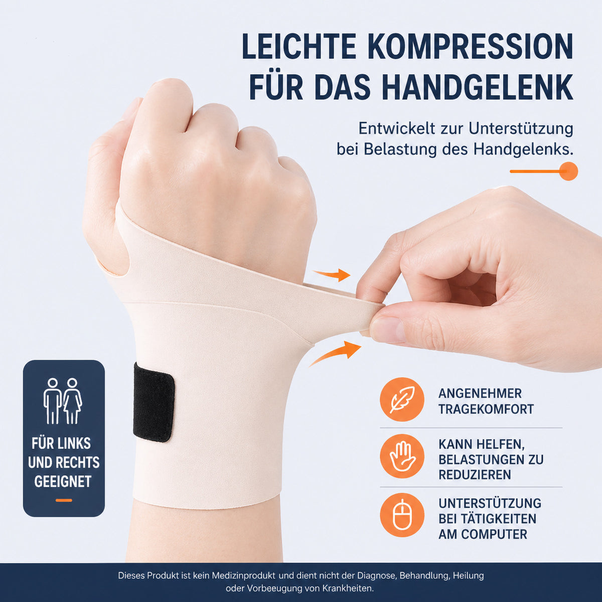 2er Set Handgelenkbandage elastisch, ultradünn, verstellbar, atmungsaktiv, für Sport, Arbeit & Alltag