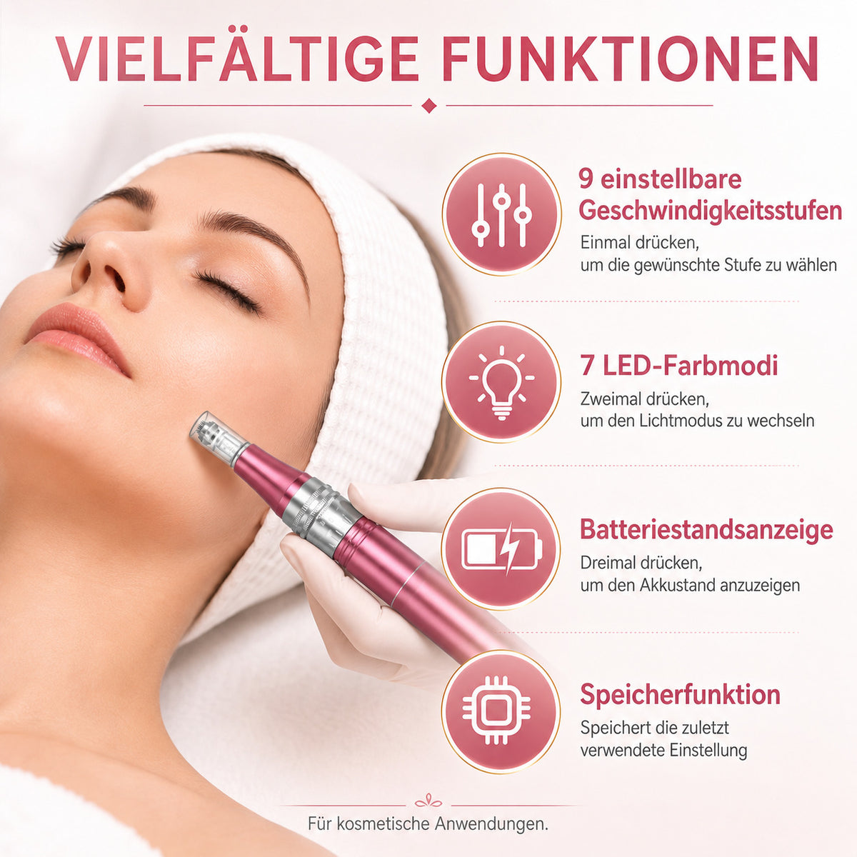 Cool-i® Microneedling-Stift mit 7 LED-Farben –Für Hautverjüngung und Faltenreduktion （V2）
