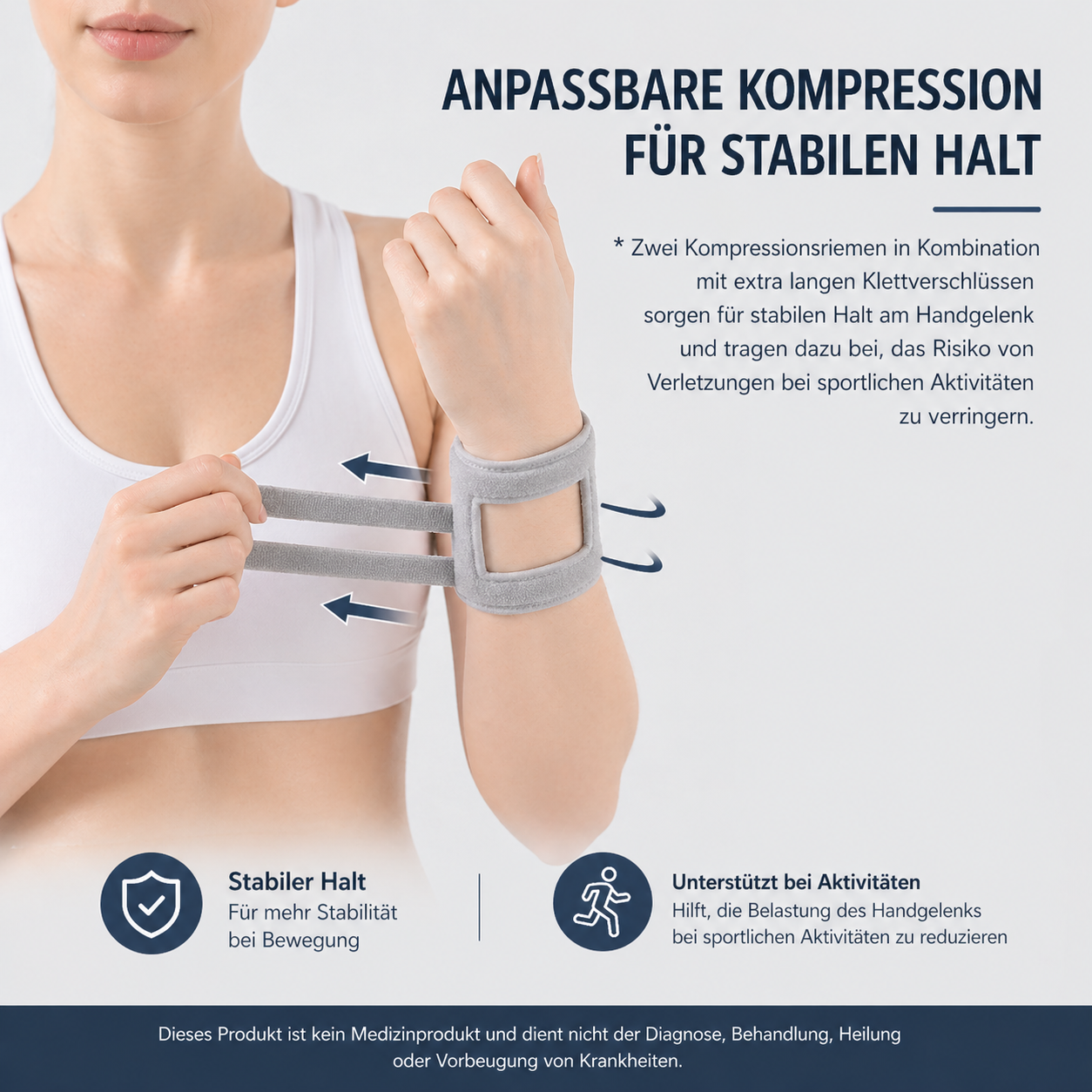 2er Set Handgelenkbandage, verstellbar & elastisch, atmungsaktiv für Alltag & Sport