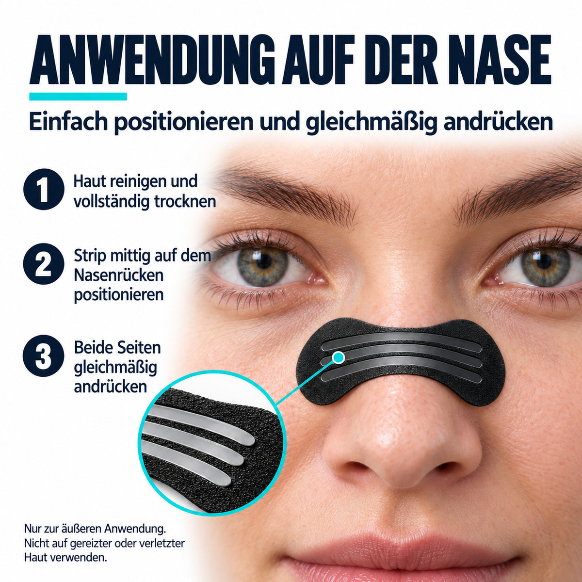 COOL-i Nasenpflaster 30 Stück, Nasenpflaster mit 3 flexiblen Streifen, selbstklebend, für Alltag & Sport