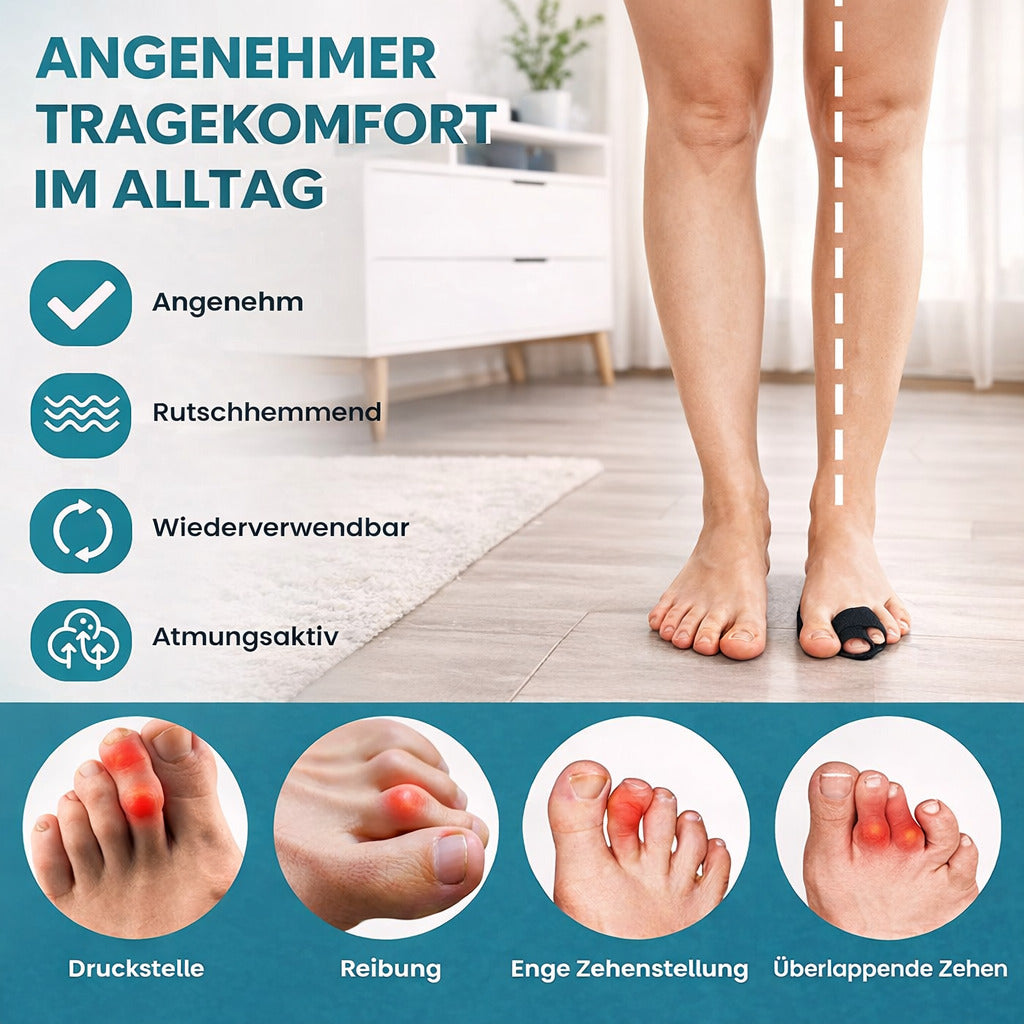 2er Zehenschutz Bandage, verstellbar für 2 Zehen, rutschhemmend & atmungsaktiv