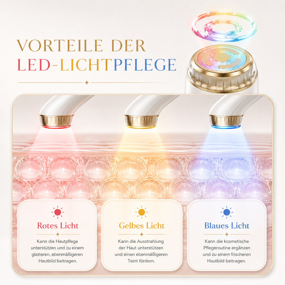 COOL-i® 2MHz RF & EMS Gesichtsmassagegerät – 6-in-1 Hautverjüngung mit Ultraschall, Licht & Kühlmodus