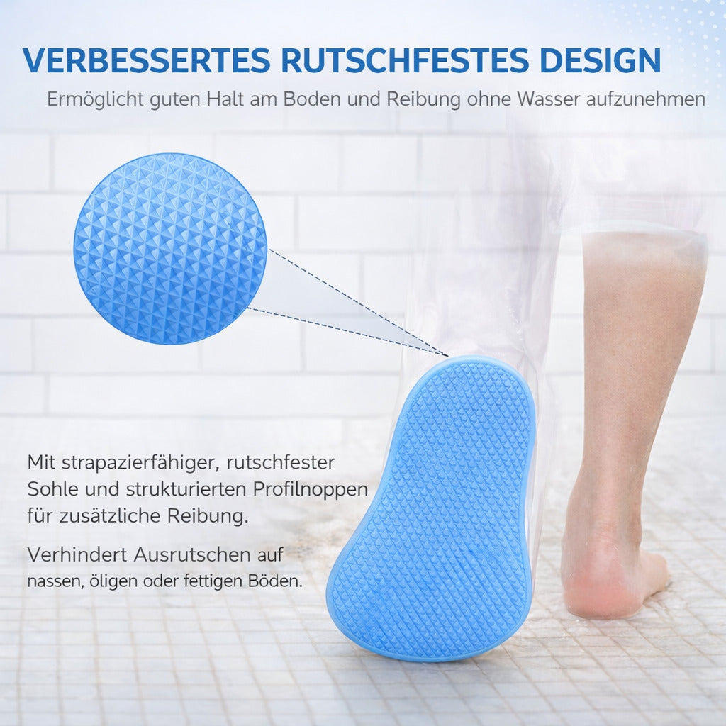 Wasserdichte Dusch-Schutzhülle für Bein & Fuß – TPU Schutzüberzug mit Silikonring, wiederverwendbar, für Verband oder Gips