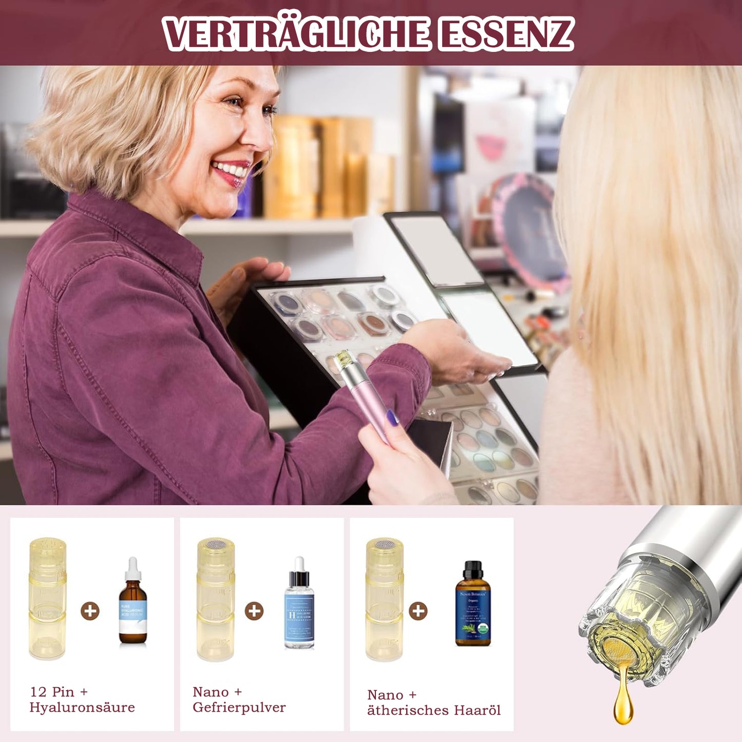 Cool-i ® Microneedling Pen mit Serum-Auftrag – Kabelloser, 5 Stufen Serum gleichmäßig auf Gesicht und Körper auftragen.A3