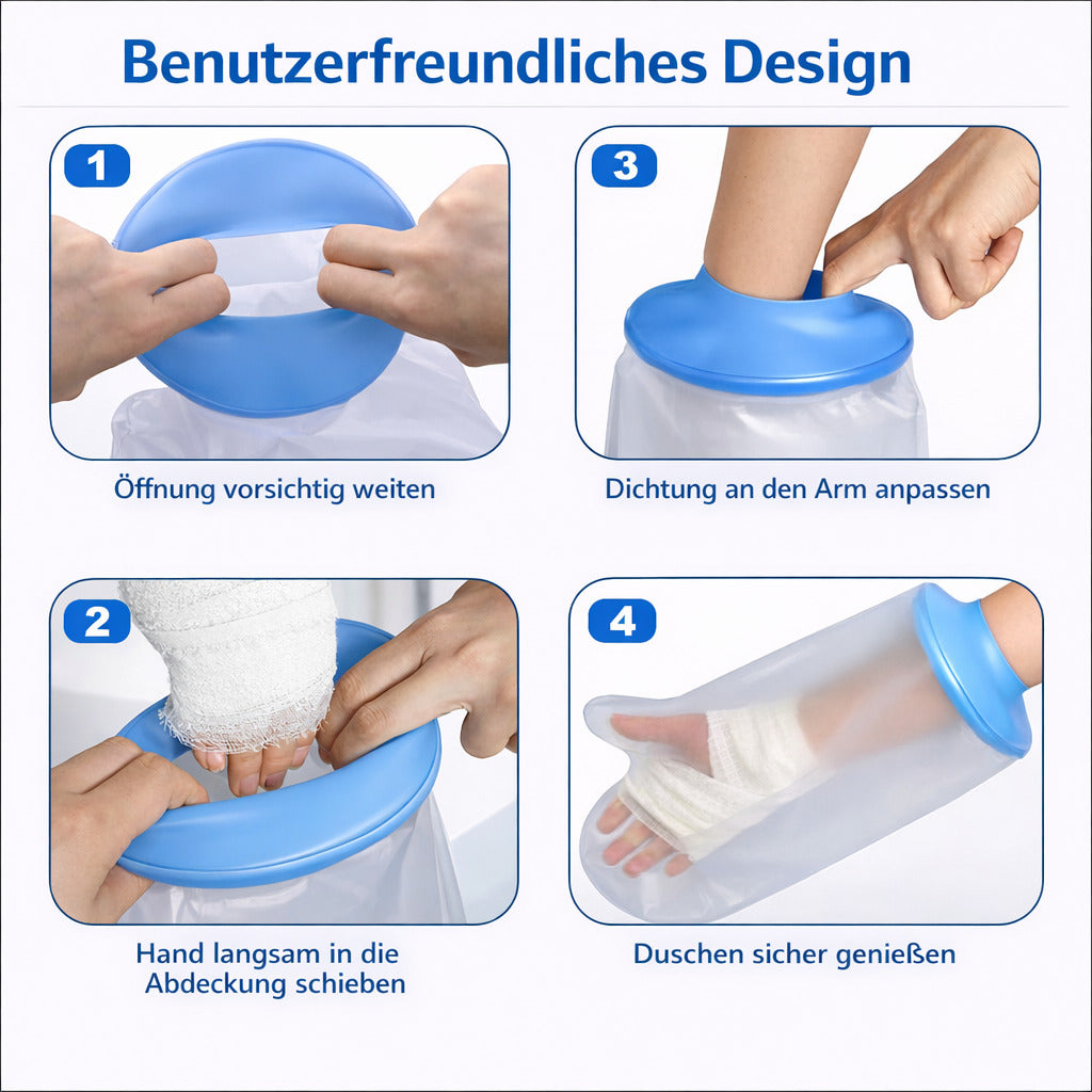 Wasserdichte Dusch-Schutzhülle für Hand – Wiederverwendbarer TPU Schutzüberzug mit elastischem Silikonring