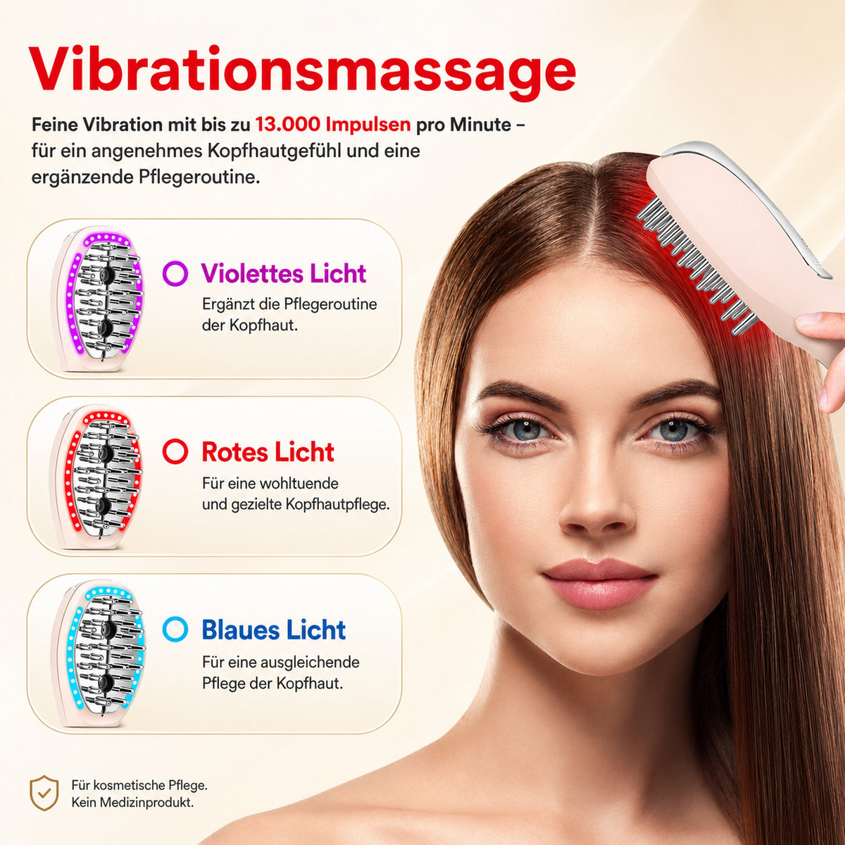 Cool-i ® 5-in-1 Kopfhaut-Massagebürste – Mit 4-Farben-LED + Infrarot für Haarwachstum, EMS, Vernebelung, Ionen & Massage für gesunde Kopfhaut und kräftiges Haar