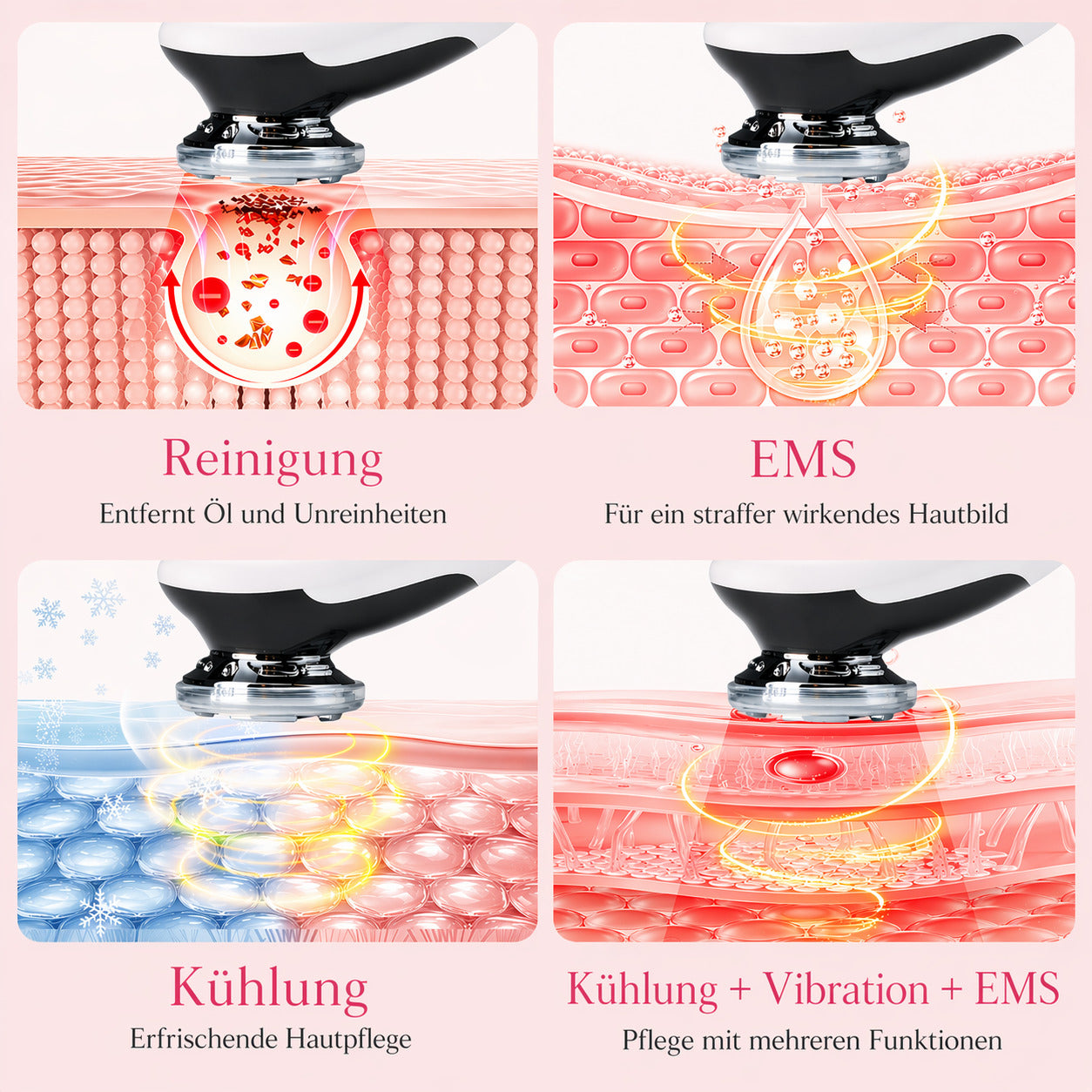 COOL-i® 5-in-1 Beautygerät – Für ergänzende Gesichtspflege mit EMS, Licht-, Wärme- & Kühlfunktion – Kabellos & kompakt für Zuhause