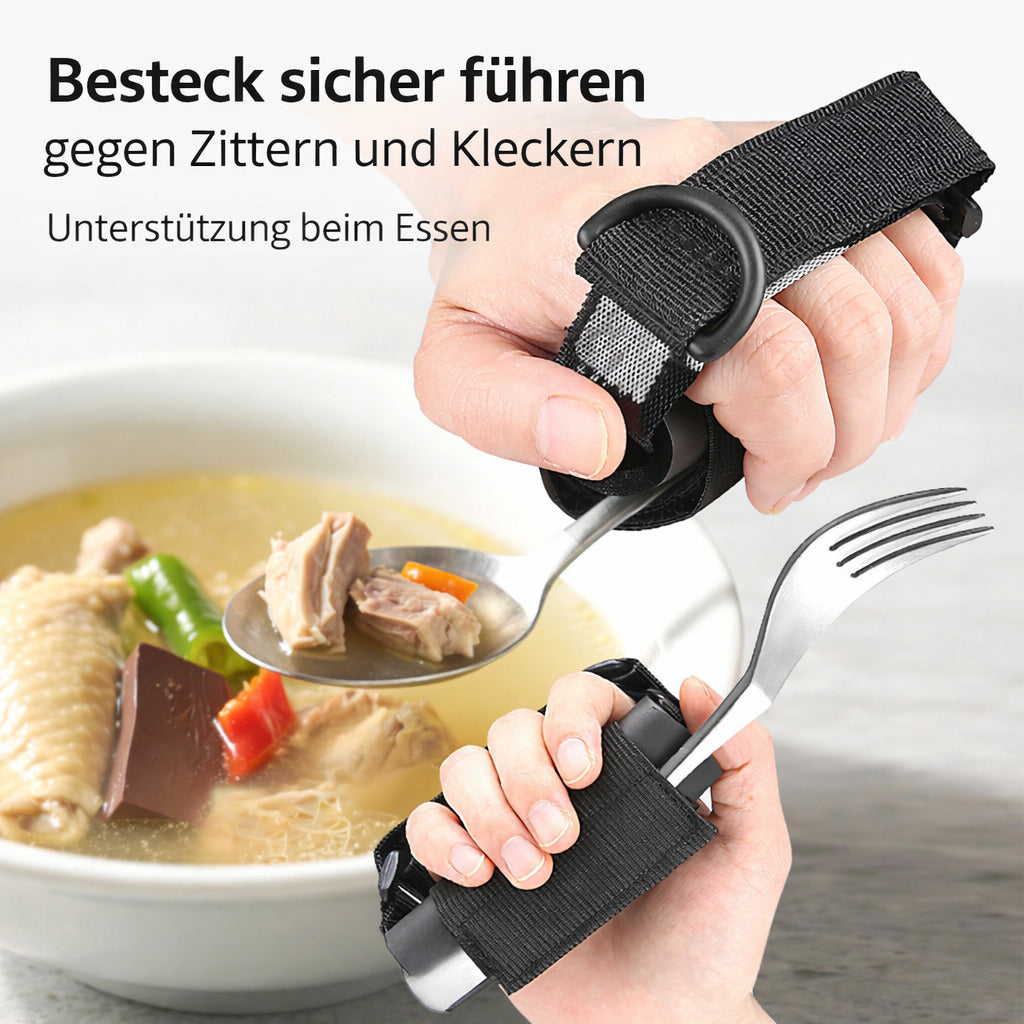 Universal Handgriffhilfe, verstellbares Esshilfe Band für Besteck, rutschfest für Alltag