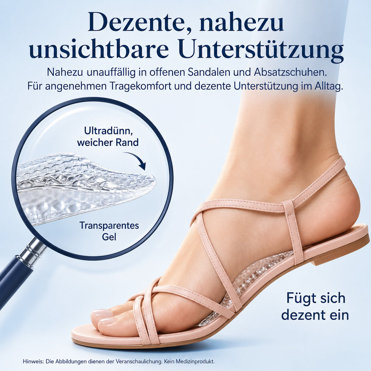 COOL-i Fußgewölbe Pads 2 Paar, Gel Arch Support Einlagen mit 2 Höhen, selbstklebend & zuschneidbar
