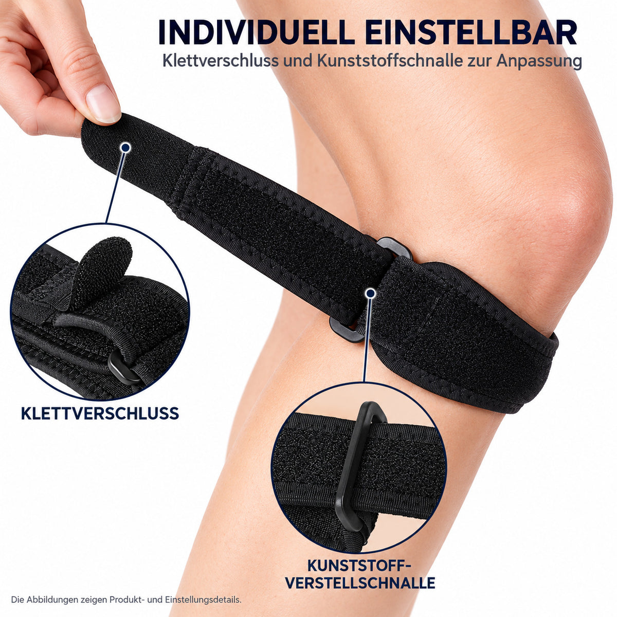 COOL-i Patellabandage 2 Stück, verstellbares Knieband mit Klettverschluss, für Sport & Alltag