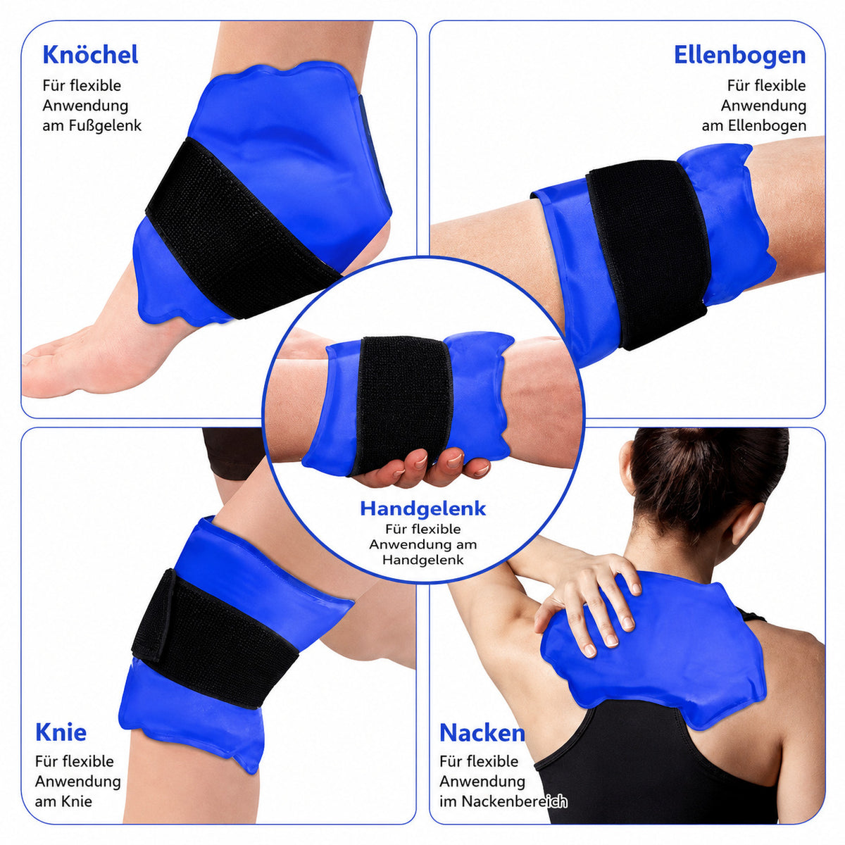 COOL-i Kühl & Wärmekompresse für Knöchel, Gelpad mit verstellbarem Gurt, wiederverwendbar & vielseitig
