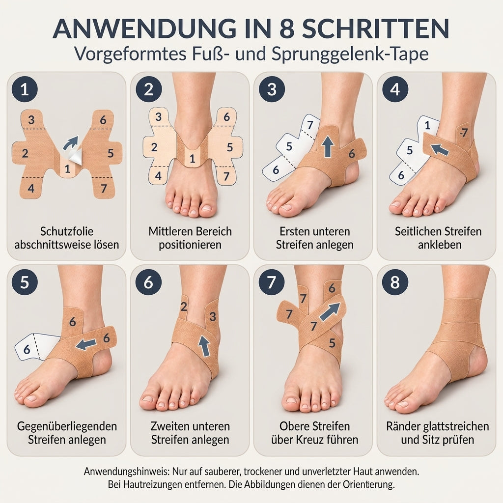 COOL-i Fuß und Sprunggelenk Tape 12 Stück, vorgeschnittenes Kinesiologie Tape, elastisch, selbstklebend