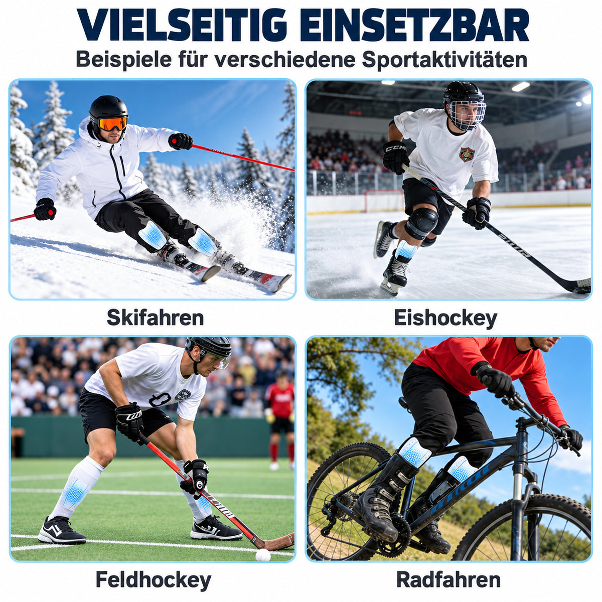 COOL-i Schienbeinpolster für Skischuhe, 2 Stück, selbstklebende Gel-Pads mit Wabenstruktur