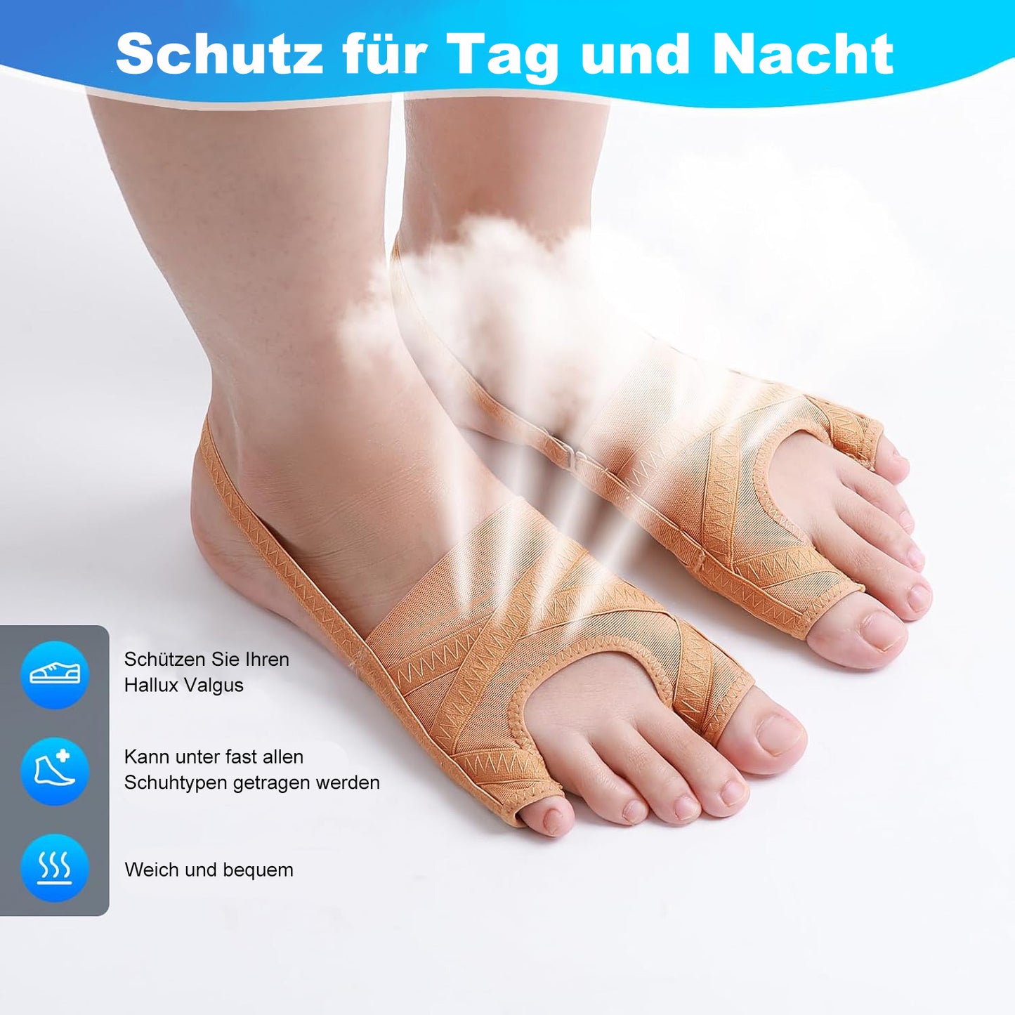 Cool-i® Hallux Valgus Zehenspreizer – Verstellbare Korrekturschiene für Damen & Herren, 1 Paar