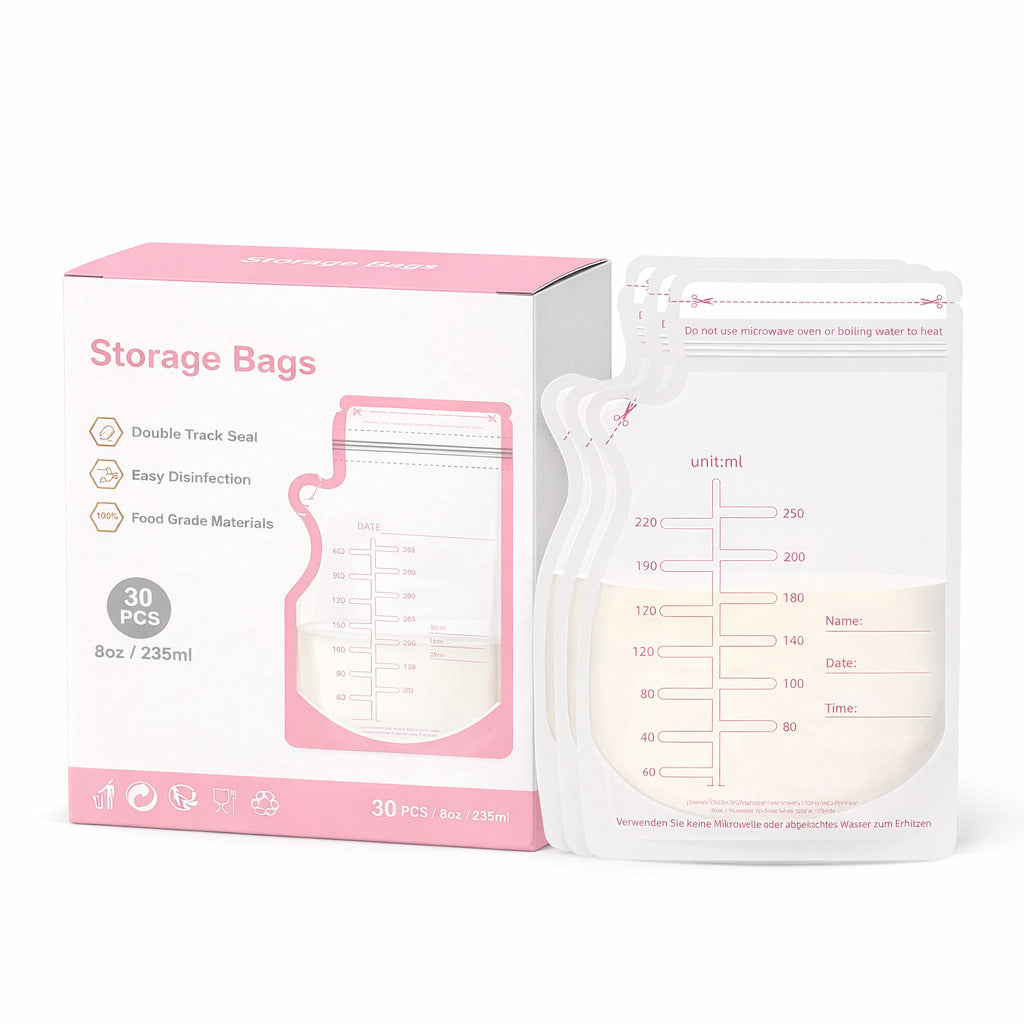 Muttermilchbeutel 250 ml,BPA frei, auslaufsicher, Doppelverschluss, Gefriergeeignet & beschriftbar, 30 Stück