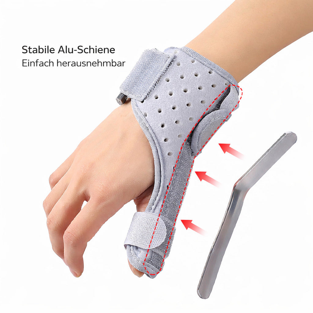 Handgelenk und Daumenbandage mit verstellbarer Aluminiumstütze, links/rechts tragbar, atmungsaktiv, Einheitsgröße