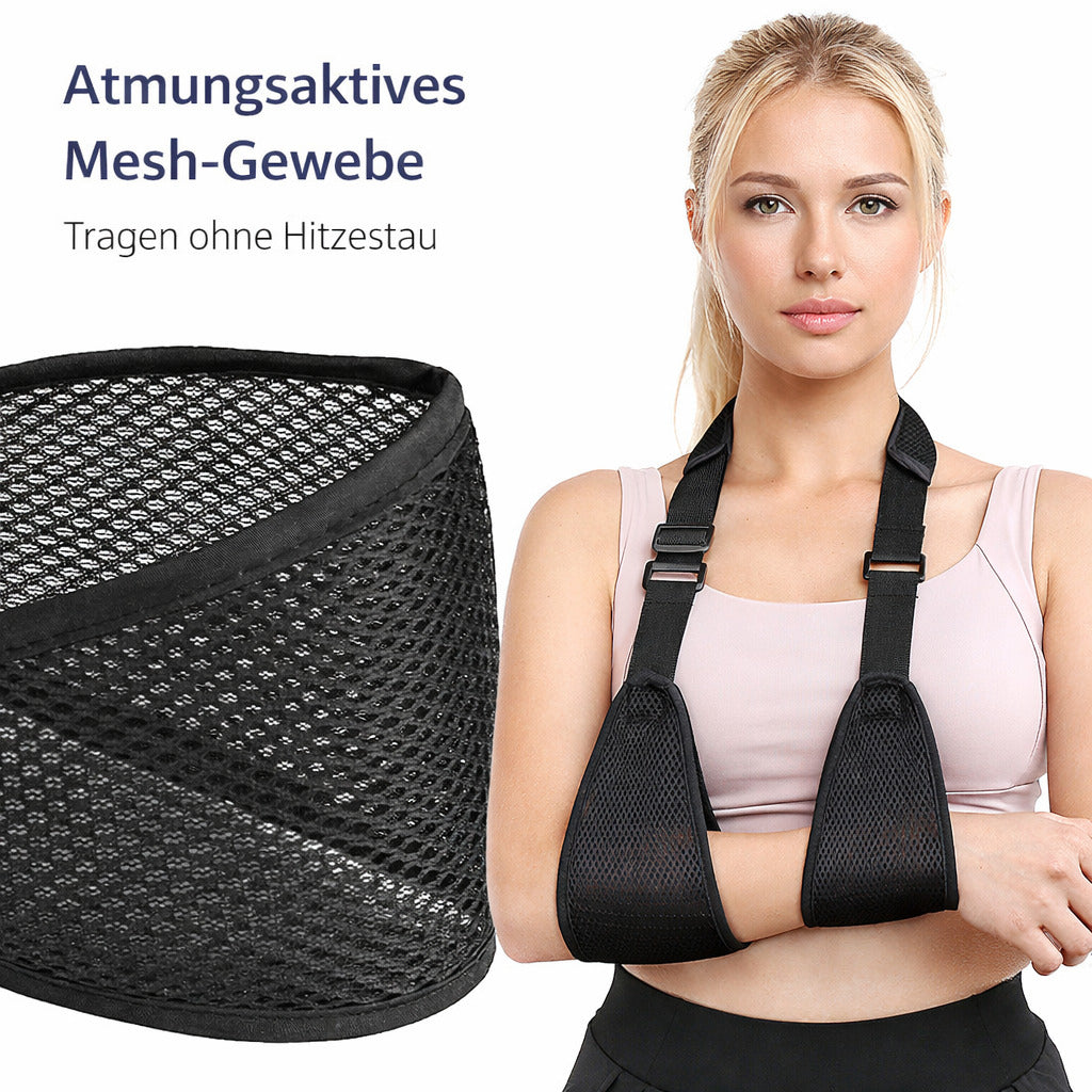 Armtragegurt verstellbar, atmungsaktive Armschlinge mit Doppelstütze, Schulterbandage für Alltag & Komfort