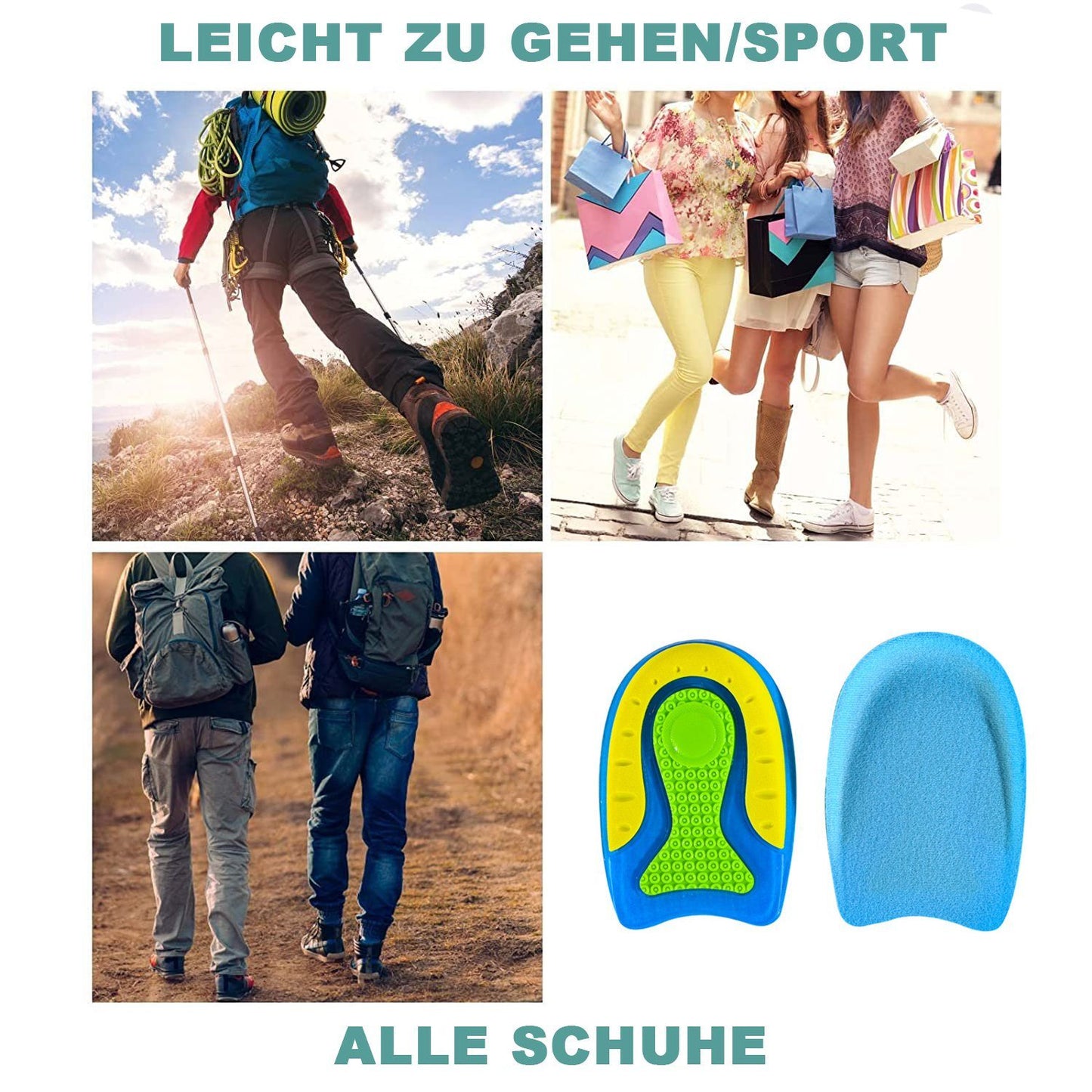 COOL-I® Silikon Fersenkissen (2 Paar) – Weiche Gel-Fersenpolster gegen Fersenschmerzen, Fersensporn & Plantarfasziitis – Unisex, Zuschneidbar, Stoßdämpfend