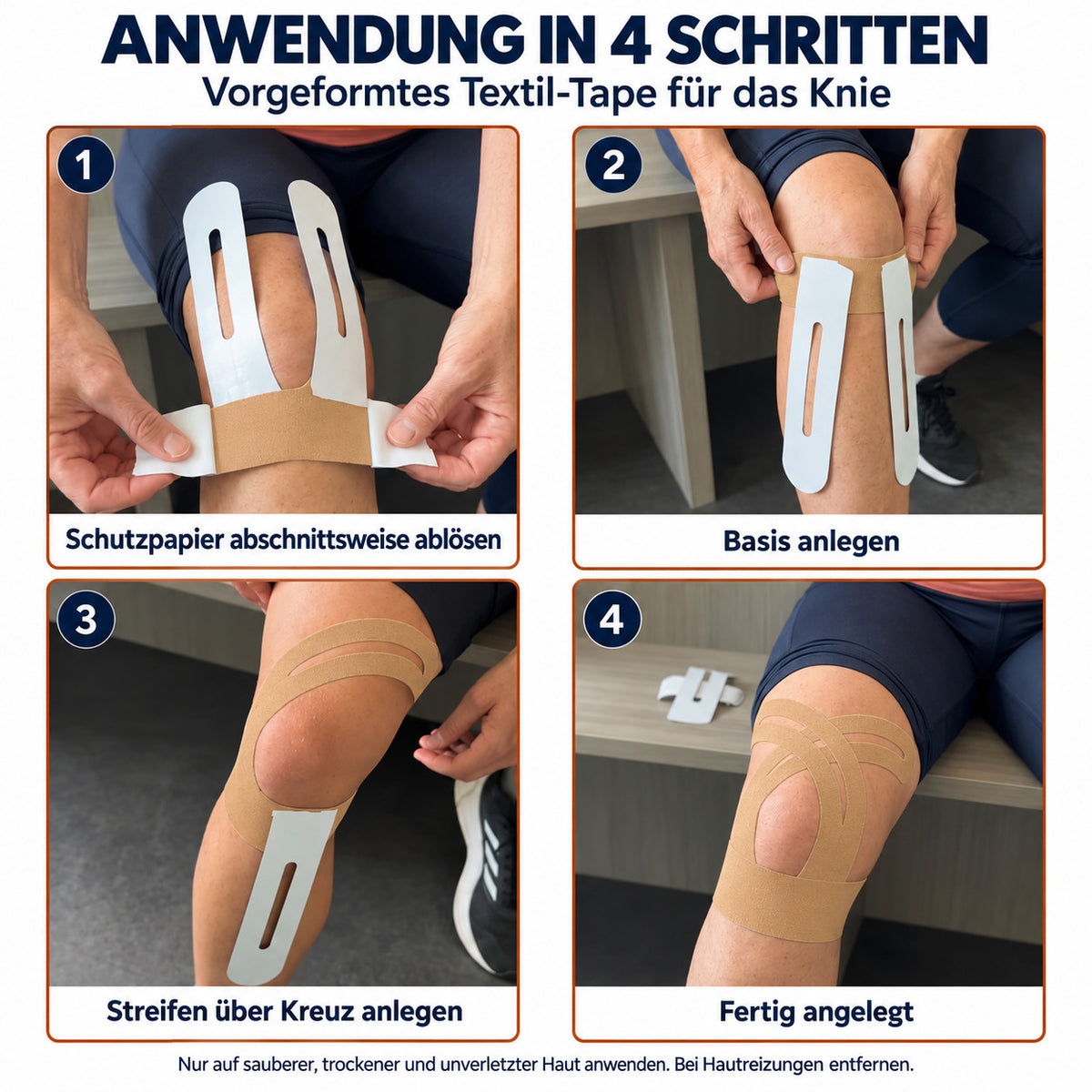 COOL-i Knie Tape 12 Stück, vorgeschnittenes Kinesiologie Tape, elastisch, selbstklebend, für Sport