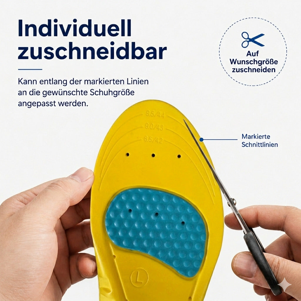 3D Einlegesohlen mit Gel-Dämpfung, atmungsaktiv & zuschneidbar für Alltag & Sport
