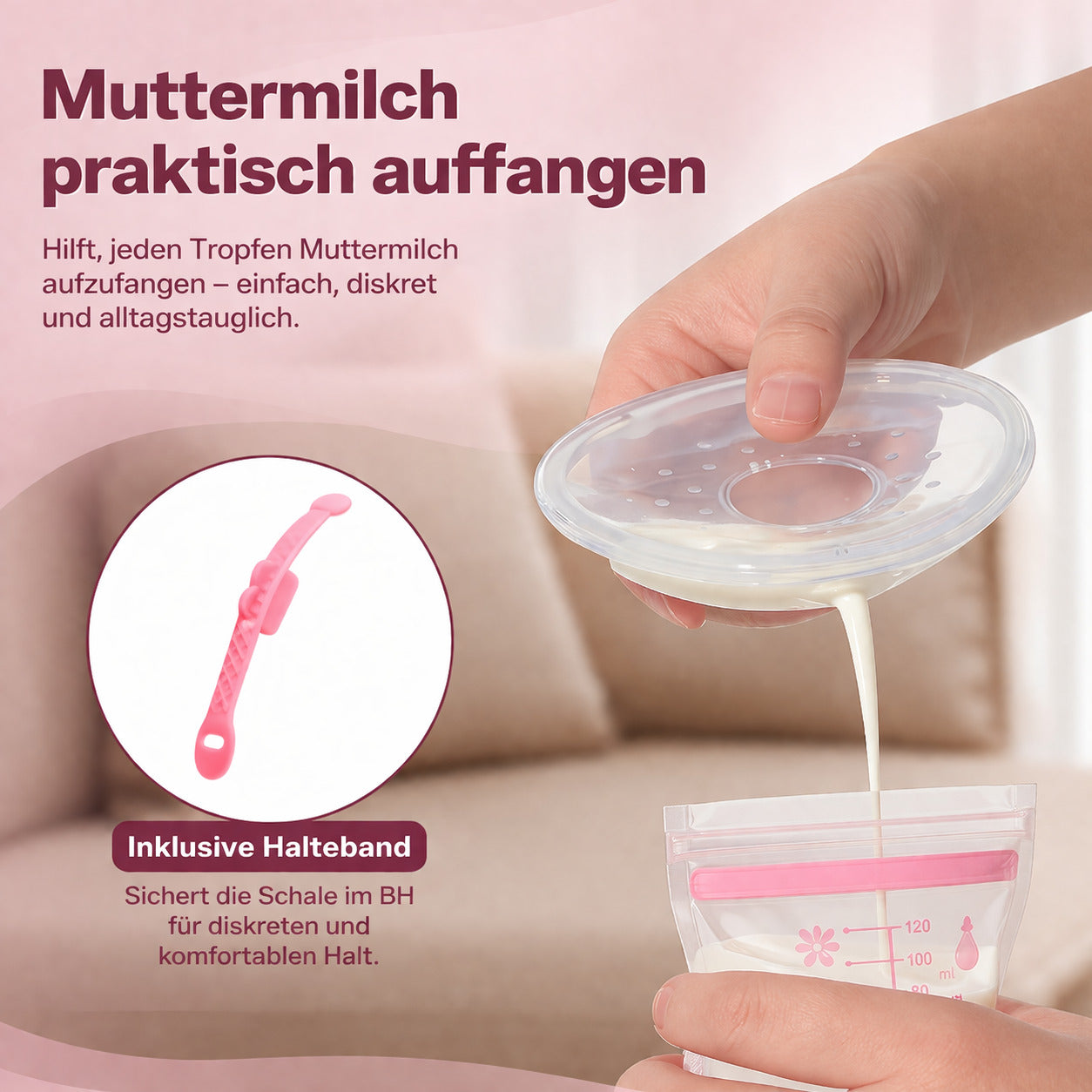 Milchsammler Silikon 2er Set mit Deckel Wiederverwendbare Muttermilch Auffangschalen BPA frei, diskret & auslaufsicher
