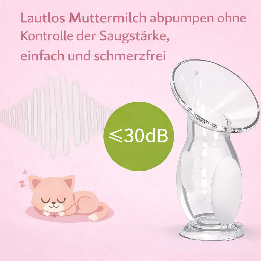 Manuelle Silikon Milchpumpe 110 ml，BPA frei, tragbar, leise, Milchauffangbehälter, leicht zu reinigen